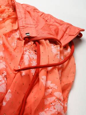 Astonishing Orange Digital Printed Organza Silk Lehenga Choli 8