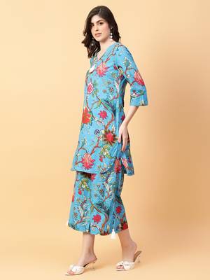 black cotton printed & hand work co-ord set (set of 2) 2