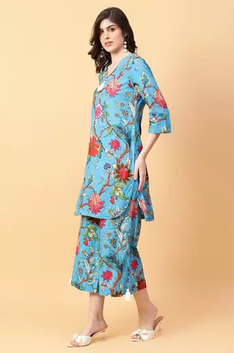 black cotton printed & hand work co-ord set (set of 2)
