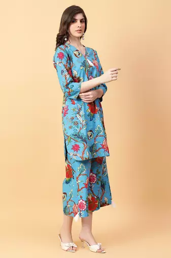 black cotton printed & hand work co-ord set (set of 2)
