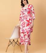 red cotton printed & hand work co-ord set (set of 2)