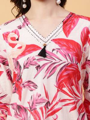 red cotton printed & hand work co-ord set (set of 2) 5