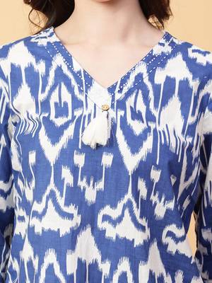 blue cotton printed & hand work co-ord set (set of 2) 5