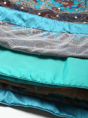 skyblue printed chinon silk lehenga set choli with dupatta 10