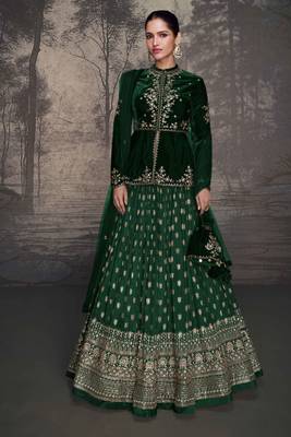 Forest Green Eid Lehenga for Women(Size Up to 42") 1