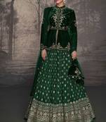 Forest Green Eid Lehenga for Women(Size Up to 42")