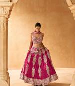 Hot Pink Georgette Sequin Embroidered Lehenga Choli (Size Up to 42")