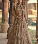Fawn Embroidered Free Size Stitched Circular Lehenga
