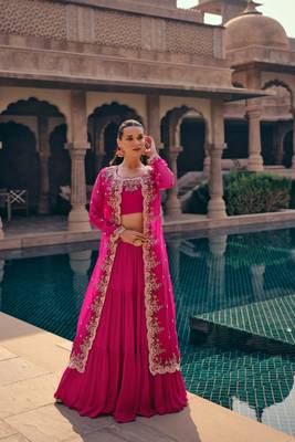 Pink Silk Embroidered Lehenga Choli 1