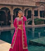 Pink Silk Embroidered Lehenga Choli