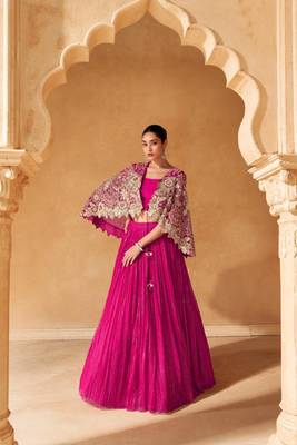 Pink Silk Sequin Embroidered Lehenga Choli(Size Up to 42") 1