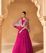 Pink Silk Sequin Embroidered Lehenga Choli(Size Up to 42")