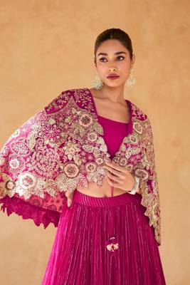 Pink Silk Sequin Embroidered Lehenga Choli(Size Up to 42") 2