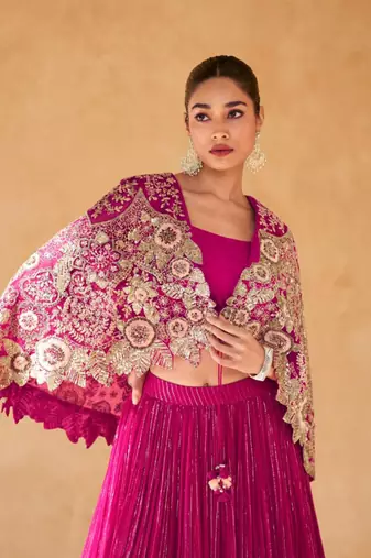 Pink Silk Sequin Embroidered Lehenga Choli(Size Up to 42")