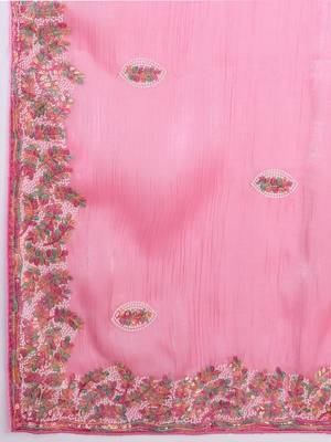 Pink tissue saree for women 5