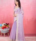 Lavender Tissue Saree with Embroidered Border
