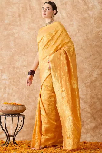 Mango saree with light motifs & zari border