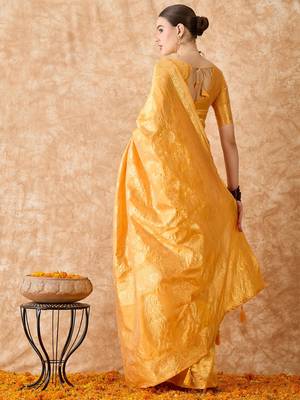 Mango saree with light motifs & zari border 3