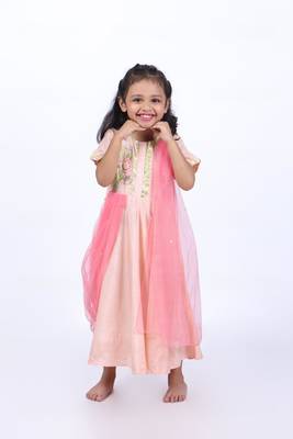 Anarkali with attached pink dupatta 1