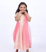 Anarkali with attached pink dupatta