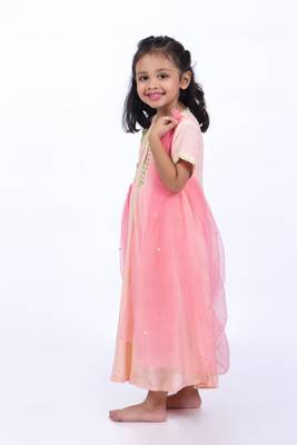 Anarkali with attached pink dupatta 3