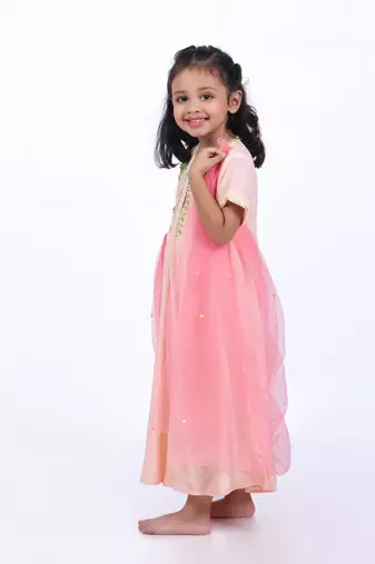 Anarkali with attached pink dupatta