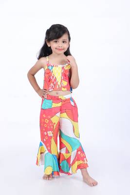 Multicolour print crop top with palazzo 1