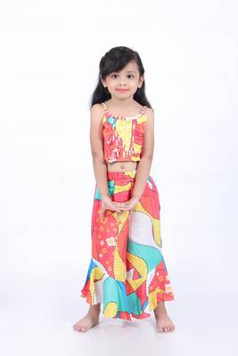 Multicolour print crop top with palazzo 2
