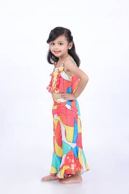 Multicolour print crop top with palazzo 3