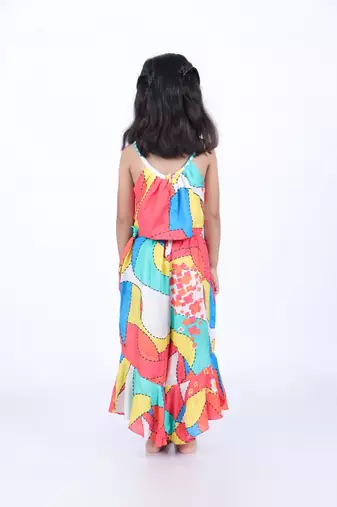 Multicolour print crop top with palazzo