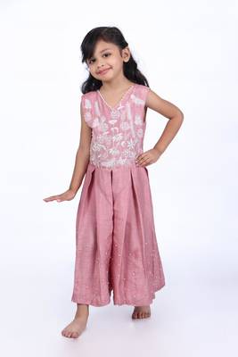 Onion pink floral threadwork jumpsuit 1