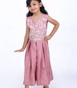 Onion pink floral threadwork jumpsuit