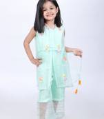 Aqua jacket and top with palazzo