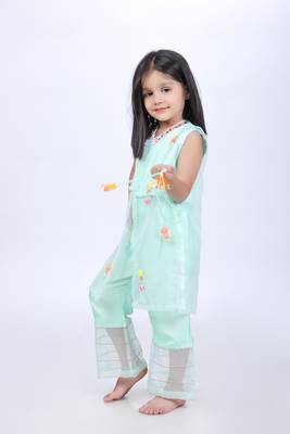 Aqua jacket and top with palazzo 3