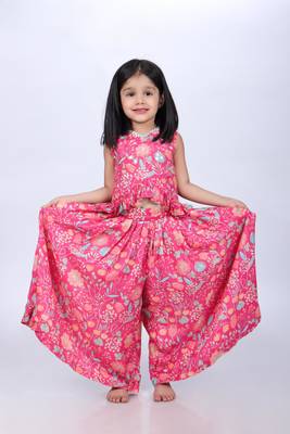 Pink floral top with palazzo 2