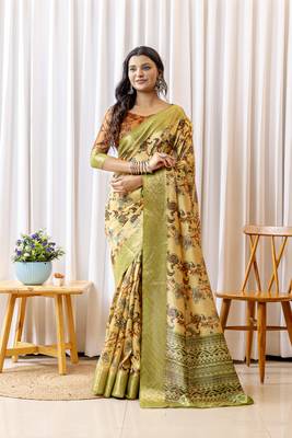 Multi zari woven silk bnarasi saree with blouse 1