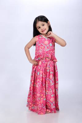 Pink floral top with palazzo 1