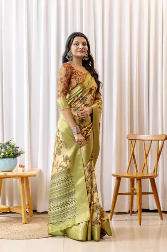 Multi zari woven silk bnarasi saree with blouse