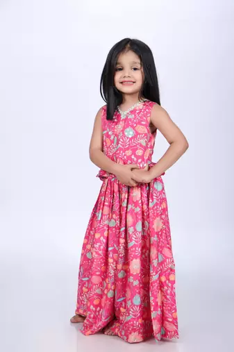 Pink floral top with palazzo