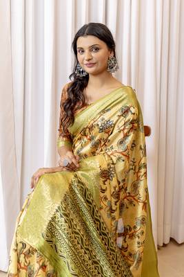 Multi zari woven silk bnarasi saree with blouse 4