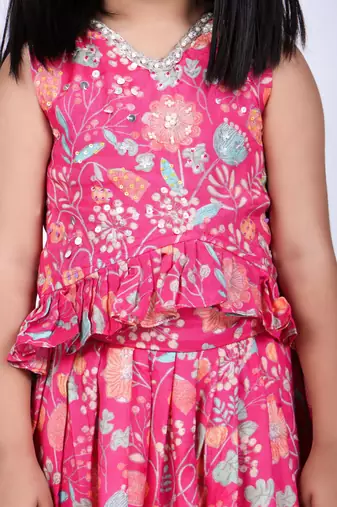 Pink floral top with palazzo
