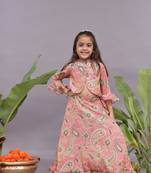 Banarasi jacquard floral printed top and lehenga in pink