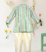 Saka designs boy's sequence emberoidered kurta & pyjamas - sea green