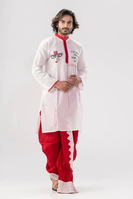 Durga mantra(hindi)- dhoti & kurta full set 1