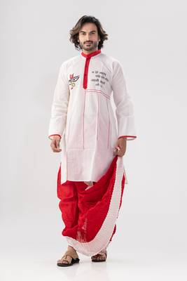 Durga mantra(hindi)- dhoti & kurta full set 2