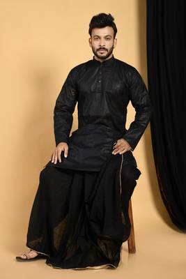 Kale gulab- designer black dhoti & kurta full set 3
