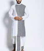 Dwairath- white-black checks dhoti & kurta full set