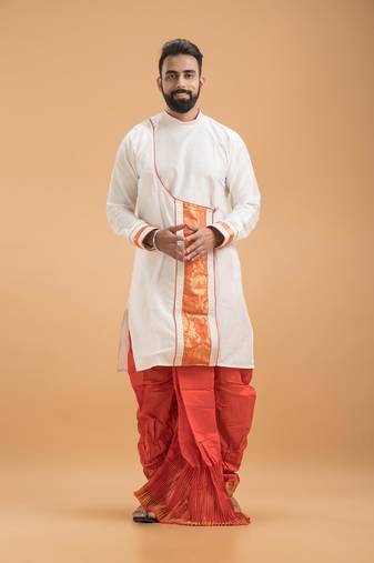 Exclusive designer silk dhoti & kurta full set