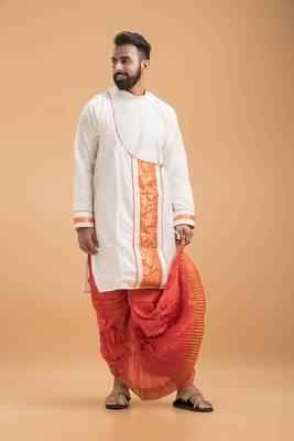 Exclusive designer silk dhoti & kurta full set 3