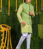 Designer green kurta & jacket set